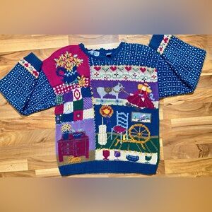 Vintage Signatures Northernisles Sweater Hand  Knitted Size Large Ugly Sweater